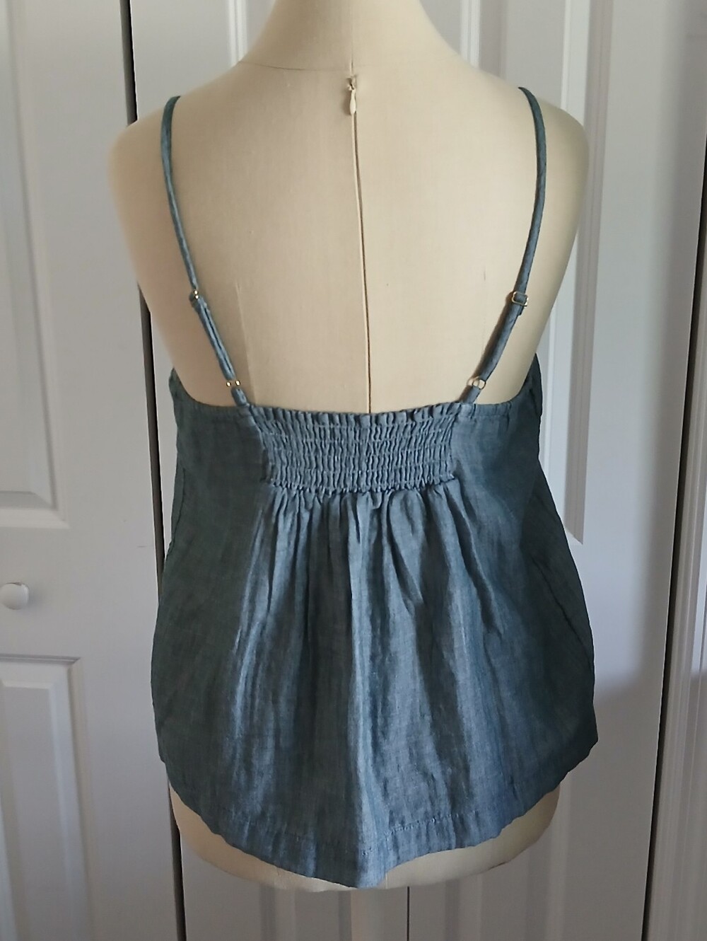 New With Tags Soma 100% Cotton Gauze Cami Dark Sea Crossdye Blue Large - Picture 2 of 8